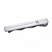 Stainless Steel Tie Bar with Accent Cubic Zirconia