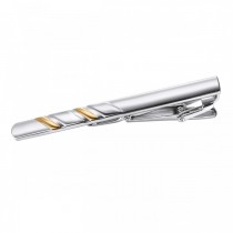 Two-Toned Diagonal Strip Stainless Steel Tie Bar