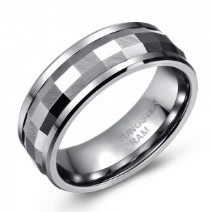 Spinning Tungsten Faceted Wedding or Fashion Ring