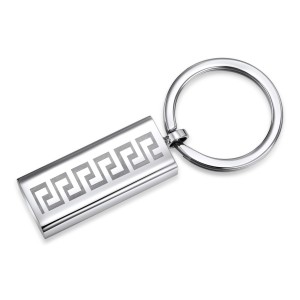  Engravable Stainless Steel Greek Key Keychain