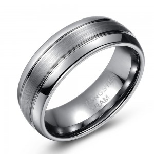 Domed Brushed Tungsten Wedding or Fashion Ring - 8MM